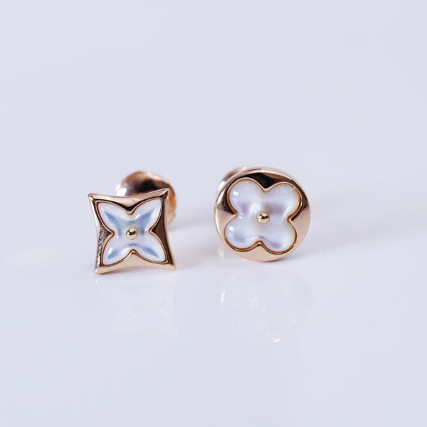 ˇStella JewelryˇStern- und Sonnen-Ohrstecker aus Roségold mit Perlmutt
