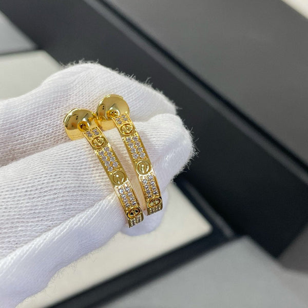 ˇStella JewelryˇLOVE DIAMOND GOLD HOOP OHRRINGE