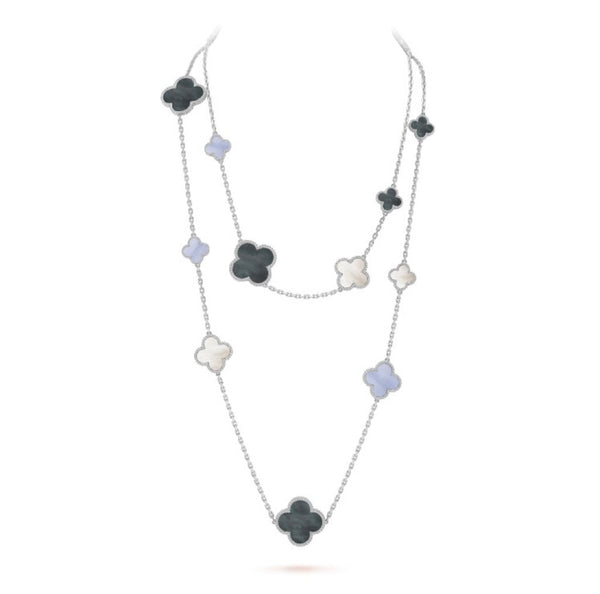 ˇStella JewelryˇCLOVER 16 MOTIV CHALCEDON MOP SILBER HALSKETTE