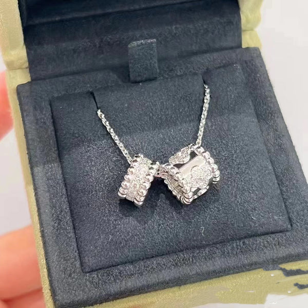 ˇStella JewelryˇPERLEE DOPPELANHÄNGER SILBER DIAMANT HALSKETTE