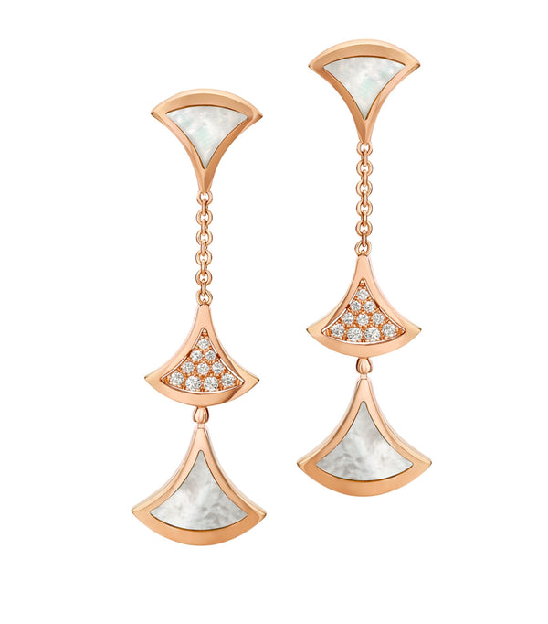 ˇStella JewelryˇDREAM EARRINGS 3 MOTIFS DIAMOND MOP PINK GOLD