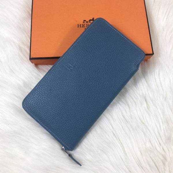 HM SILK'IN CLASSIC WALLET 20 CERULEAN GRAINED KALBSLEDER