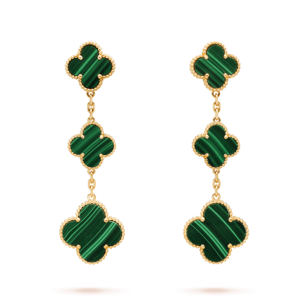 ˇStella JewelryˇCLOVER MALACHITE 3 MOTIVE GOLD 