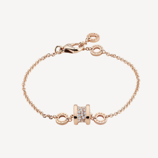 ˇStella JewelryˇZERO 1 SOFT PINK GOLD WITH PAVED DIAMONDS ON THE SPIRAL BRACELET