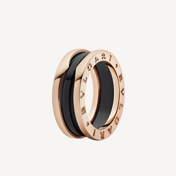 ˇStella JewelryˇZERO 1 TWO-BAND LOOPS AND BLACK CERAMIC PINK GOLD RING