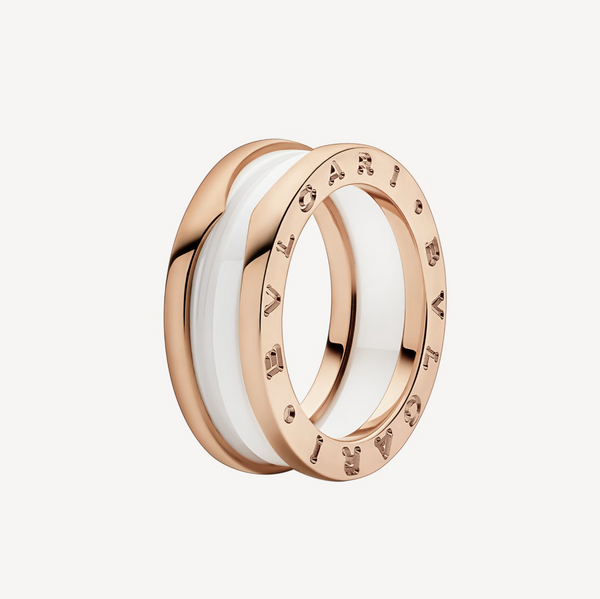 ˇStella JewelryˇZERO 1 TWO-BAND LOOPS AND WHITE CERAMIC SPIRAL PINK GOLD RING