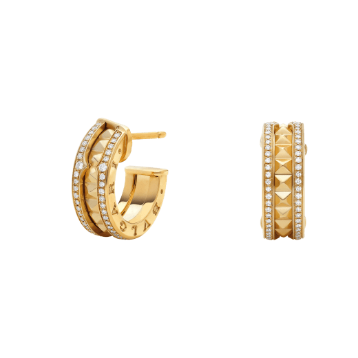 ˇStella JewelryˇZERO 1 ROCK GOLD EARRINGS WITH STUDDED SPIRAL AND PAVED DIAMONDS