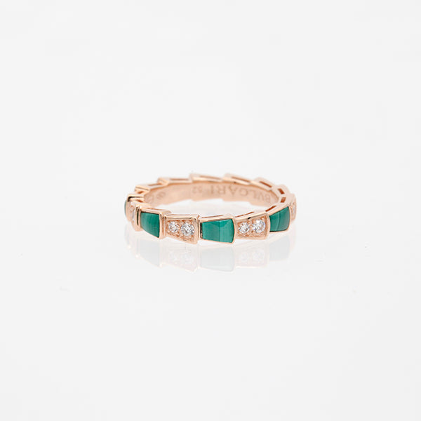 ˇStella JewelryˇSERPENTI RING PINK GOLD MALACHITE DIAMOND 3MM