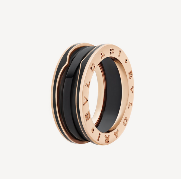 ˇStella JewelryˇZERO 1 TWO-BAND WITH MATTE BLACK CERAMIC PINK GOLD RING