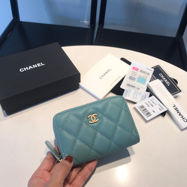 CC ZIPPED COIN BASIC PORTEMONNAIE 11 TEAL KALBSLEDER GOLD ICON