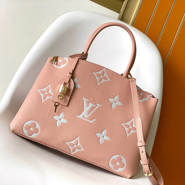 PETIT PALAIS PM MITTLERE SCHULTERTASCHE 29 AUS ROSA GEPRÄGTEM RINDSLEDER MIT GOLDFARBENEN BESCHLÄGEN
