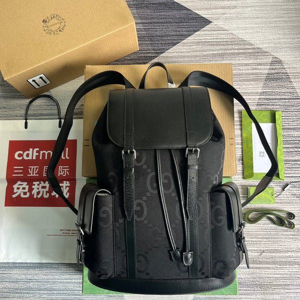 GG OPHIDIA LARGE 42 RUCKSACK AUS SCHWARZEM CANVAS UND KALBSLEDER