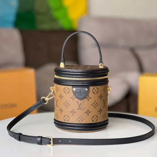 LV 25S PETIT NOE 16 IN BRAUNEM MONOGRAMM-BESCHICHTETEM CANVAS-LEDERBESCHMUCK SCHWARZ