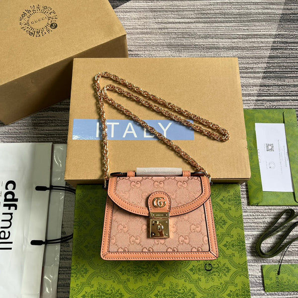 GG OPHIDIA MINI 17 HANDTASCHE AUS HELLROSA CANVAS