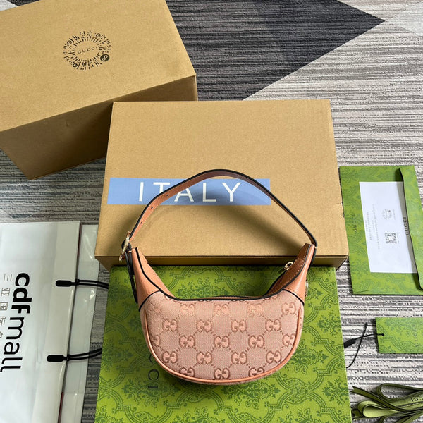 OPHIDIA GG MINI 20 TASCHE AUS HELLROSA CANVAS UND KALBSLEDER