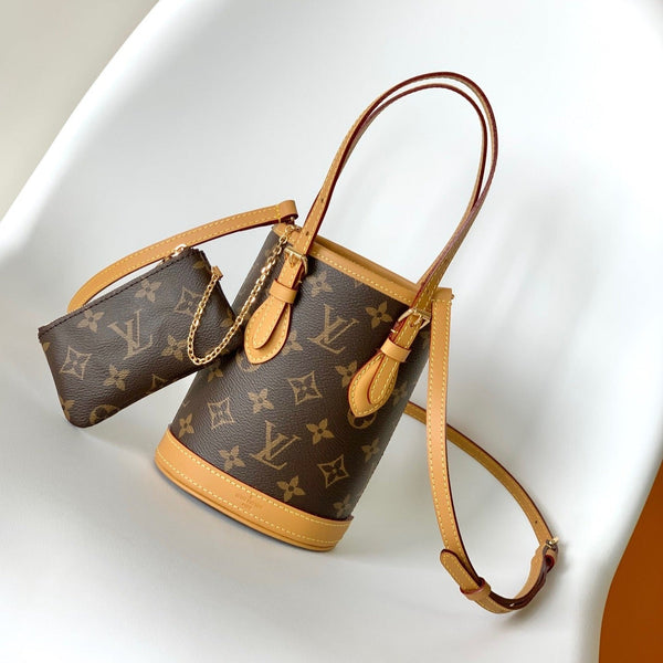 NANO BUCKET 13 BRAUNES MONOGRAMM-CANVAS 
