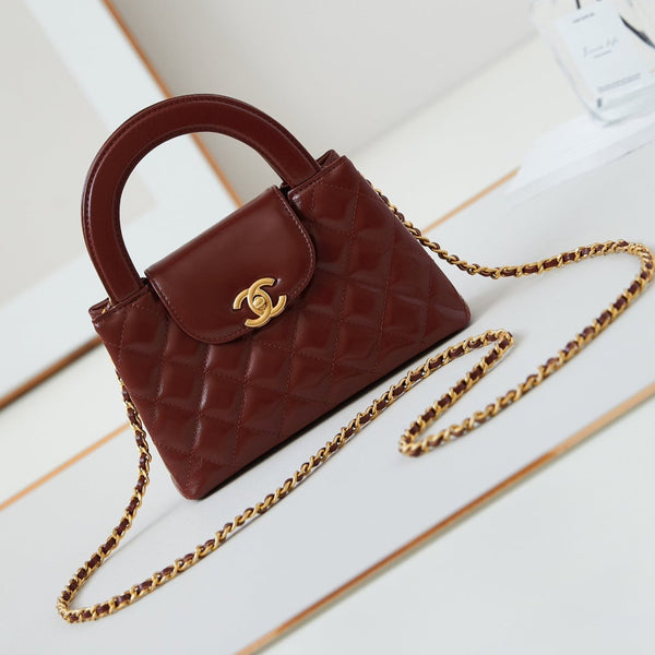 CC KELLY MINI 19 SHOPPINGTASCHE AUS WEINROTEM KALBSLEDER