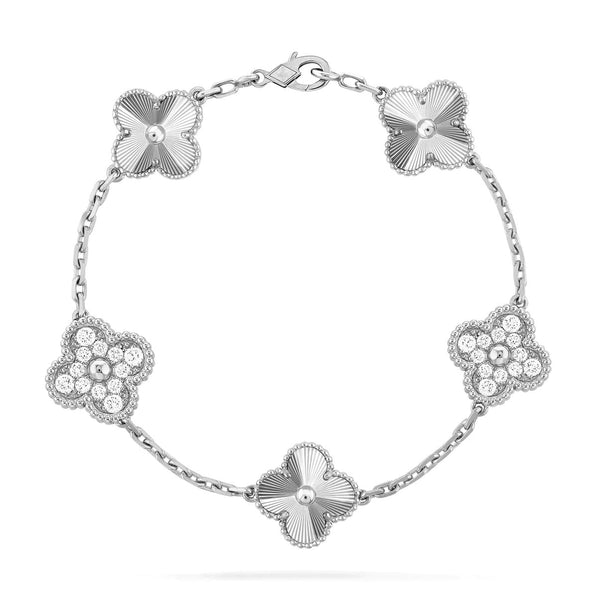 ステラジュエリー クローバー 5モチーフ ダイヤモンドブレスレット