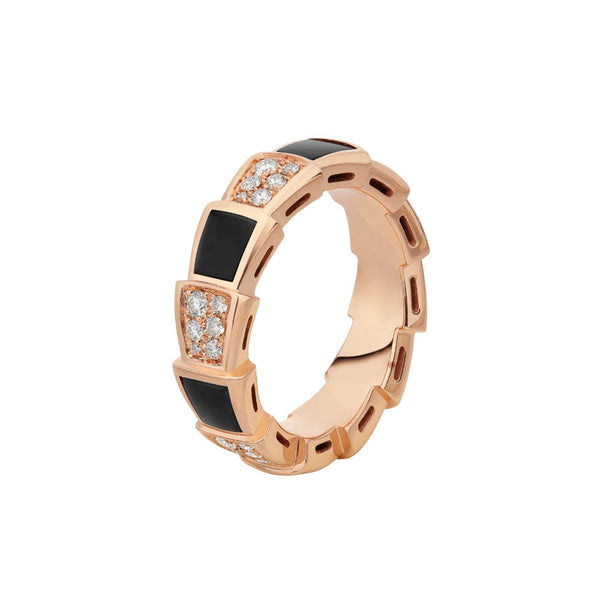 ˇStella JewelryˇSERPENTI RING ROTGOLD SCHWARZER MOP DIAMANT 4MM