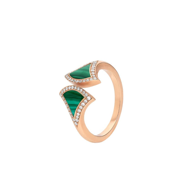ˇStella JewelryˇDREAM MALACHITE DIAMOND OPEN RING