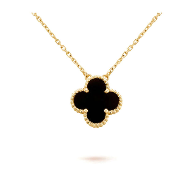 ˇStella JewelryˇCLOVER 15MM SCHWARZER ONYX EINZELNE BLUMENKETTE