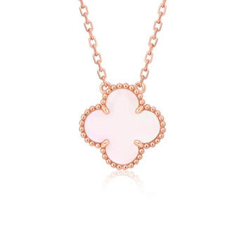 ステラジュエリー クローバー 15mm ピンク マザーオブパール シングルフラワーネックレス