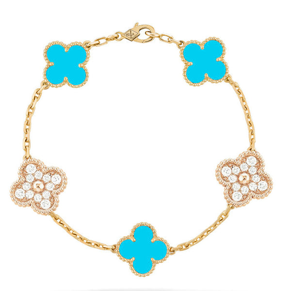 ˇStella JewelryˇTürkis-Diamantarmband mit Kleeblatt-Motiv 5