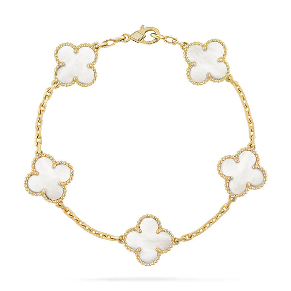 ˇStella JewelryˇCLOVER  5 MOTIF WHITE MOP BRACELET