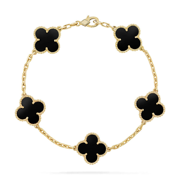 ˇStella JewelryˇCLOVER 5 MOTIFS SCHWARZES ONYXARMBAND 