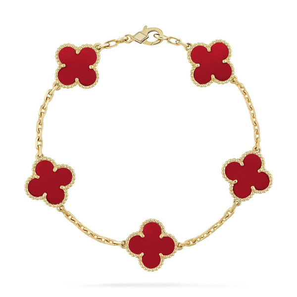 ˇStella JewelryˇCLOVER 5 MOTIFS RED AGATE  BRACELET