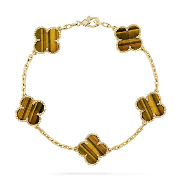 ˇStella JewelryˇCLOVER 5 MOTIFS TIGER EYE BRACELET 