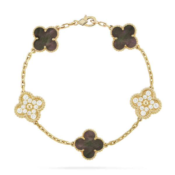 ˇStella JewelryˇCLOVER 5 MOTIV GRAY MOP DIAMOND BRACELET