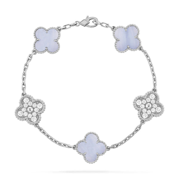 ˇStella JewelryˇCLOVER 5 MOTIV DIAMOND PURPLE CHALCEDON BRACELET 