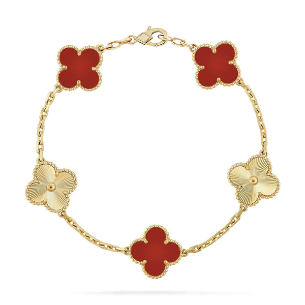 ˇStella JewelryˇCLOVER  5 MOTIFS CARNELIAN GOLD BRACELET