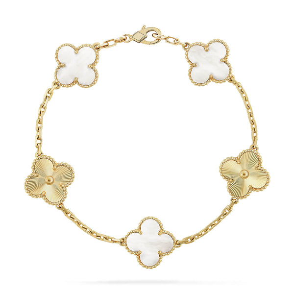 ˇStella JewelryˇCLOVER 5 MOTIF WHITE MOP LASER BRACELET