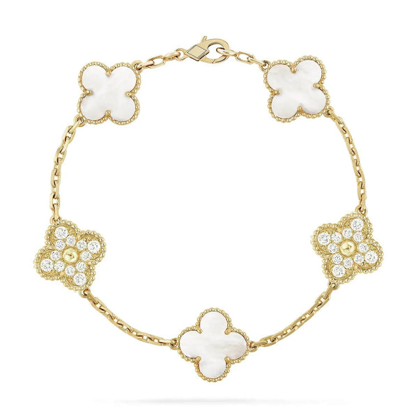 ˇStella JewelryˇCLOVER ARMBAND 5 MOTIV WEISSER MOP DIAMANT 