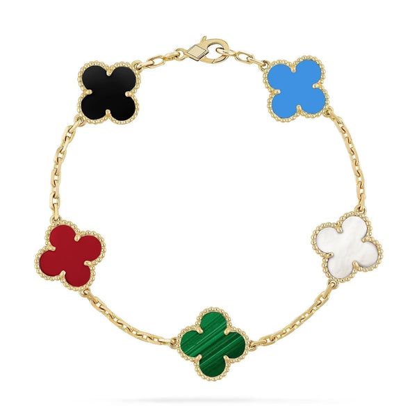 ステラジュエリー クローバー 5モチーフ マルチカラーブレスレット