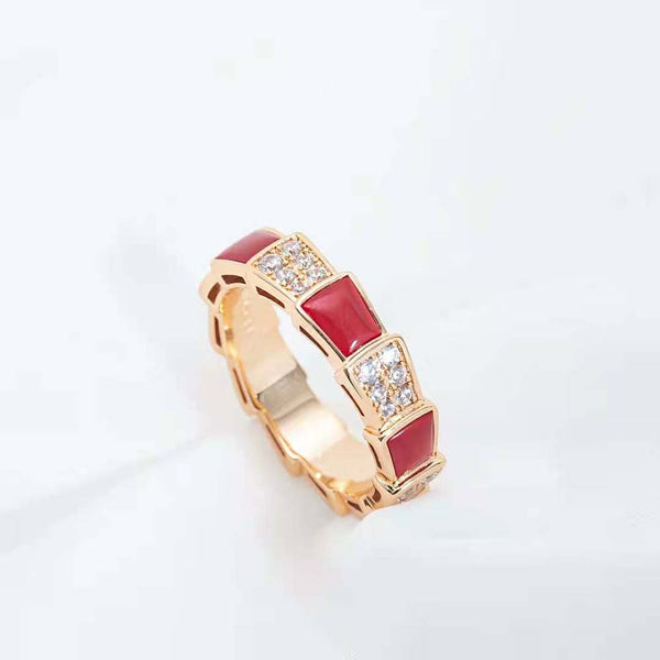 ˇStella JewelryˇSERPENTI RING ROTGOLD KARNEOL DIAMANT PAVED 4MM