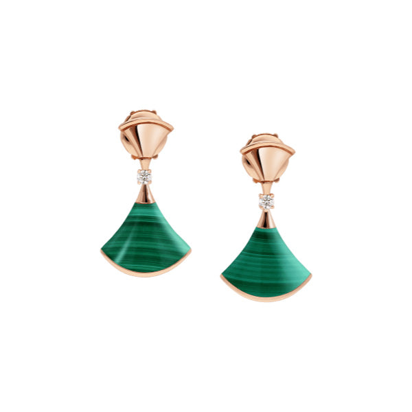 ˇStella JewelryˇDREAM MALACHITE PINK GOLD EARRINGS