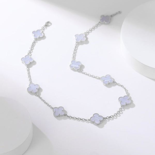 ˇStella JewelryˇCLOVER 10 MOTIFS LILA CHALCEDON HALSKETTE