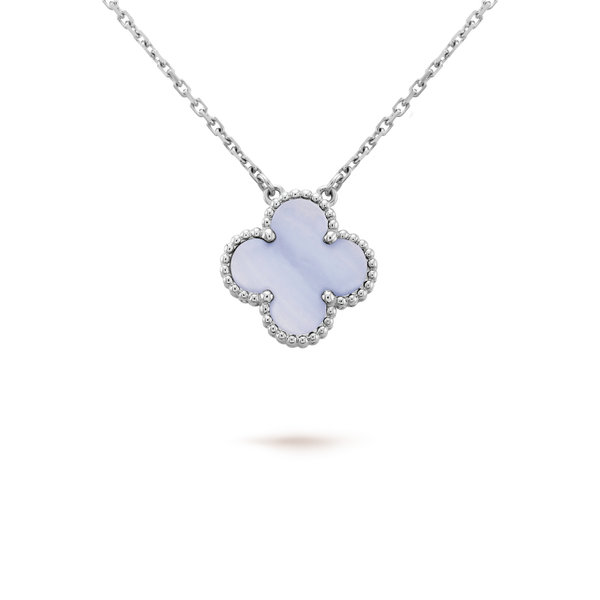 ステラジュエリー クローバー 15mm ブルーカルセドニーネックレス シルバー