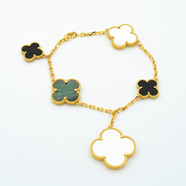 ˇStella JewelryˇCLOVER BRACELET 5 MOTIFS ONYX MOP