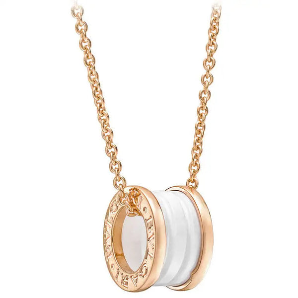 ˇStella JewelryˇZERO 1 WHITE CERAMIC PINK GOLD DIAMOND NECKLACE