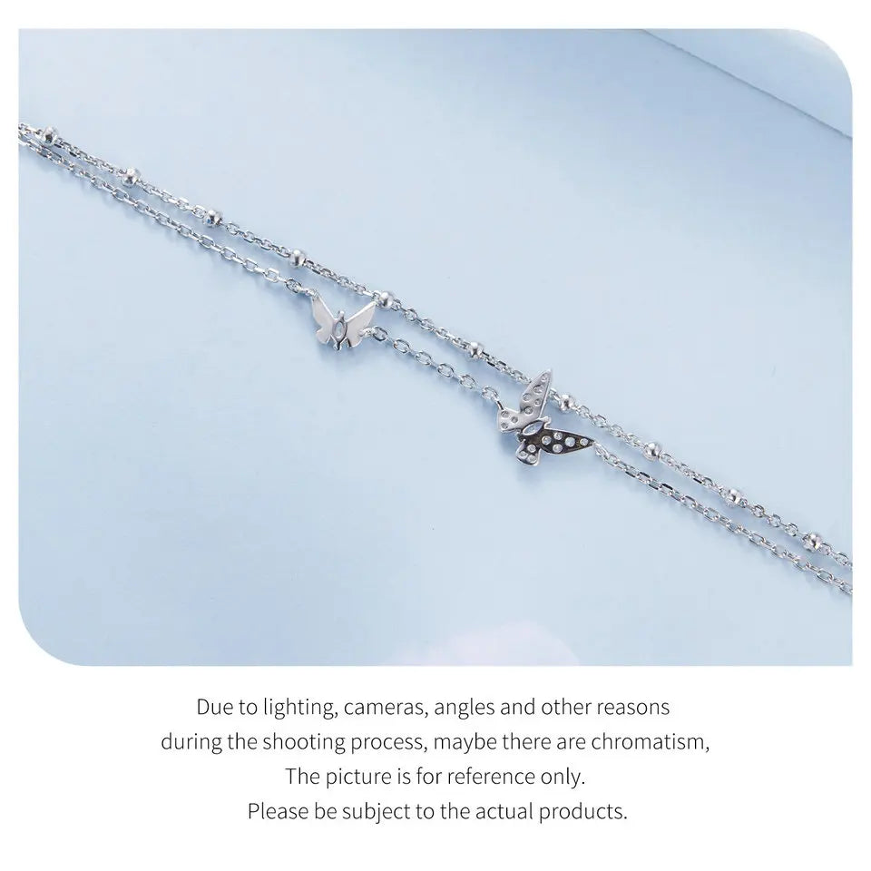 ˇStella JewelryˇDouble-Layer Butterfly Bracelet CZ Layered Bracelet