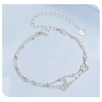 ˇStella JewelryˇDouble-Layer Butterfly Bracelet CZ Layered Bracelet