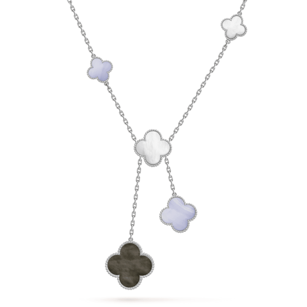 ˇStella JewelryˇCLOVER MOP CHALCEDON HALSKETTE SILBER 6 MOTIV 