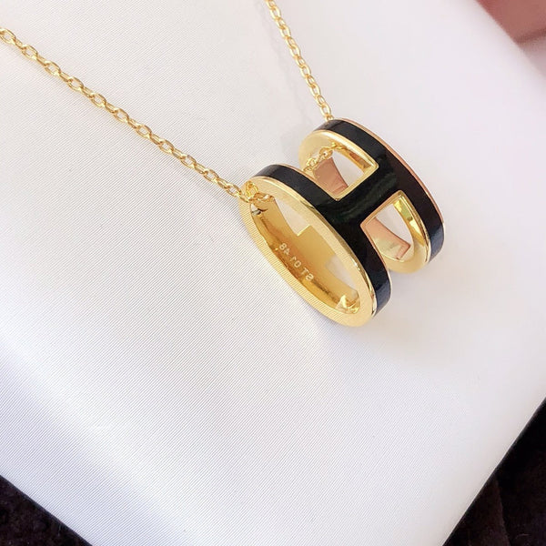 ˇStella JewelryˇHM CLIC SCHWARZE EMAILLE GOLD HALSKETTE