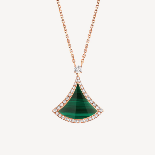ˇStella JewelryˇDREAM MALACHITE DIAMOND PAVED PINK GOLD NECKLACE