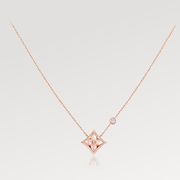 ˇStella JewelryˇSTAR PINK MOP 1 DIAMANT ROTGOLD HALSKETTE
