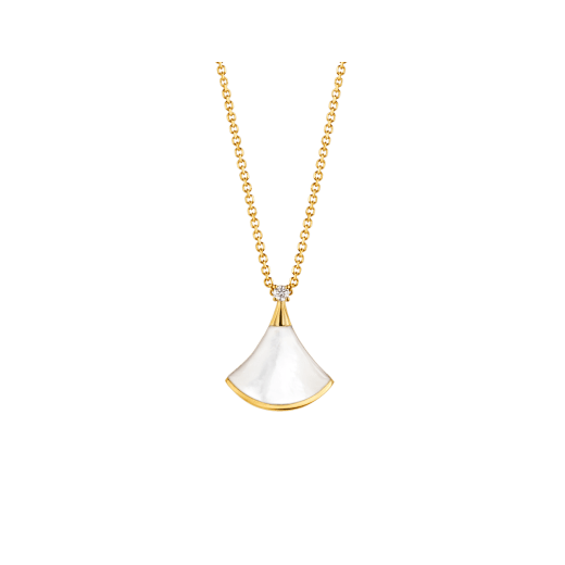 ˇStella JewelryˇDREAM NECKLACE WHITE MOP GOLD 1 DIAMOND